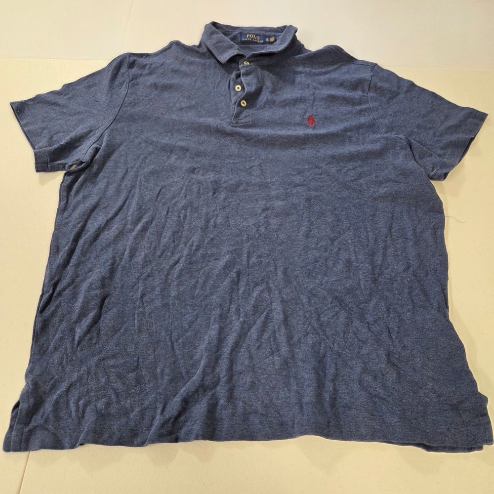Polo Ralph Lauren Mens XL Blue Heather Short Sleeve Pony Logo Polo Shirt